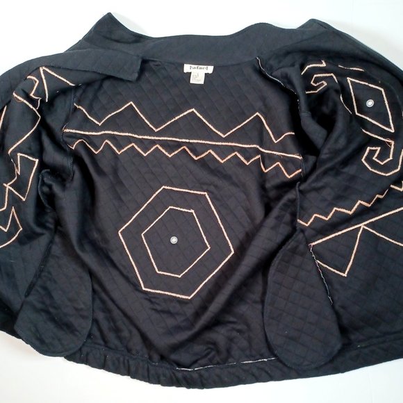 Rafael Womens Black Southwestern Jacket & T-Shirt Large Conchos Liner Zip Up Vtg - Picture 13 of 16